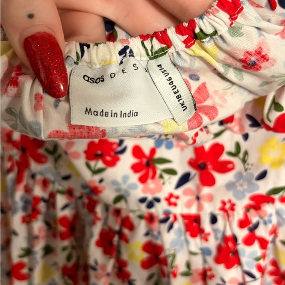 ASOS DESIGN milkmaid ruched bust midi dress with open tie back in floral print - Picture 5 of 8